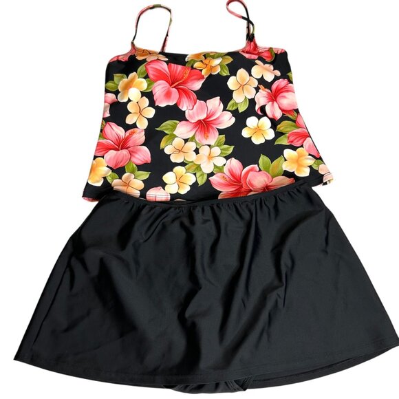 Women's Sessa Vintage Two Piece Skirt Skort Floral Swimsuit Size 14 - Picture 1 of 12